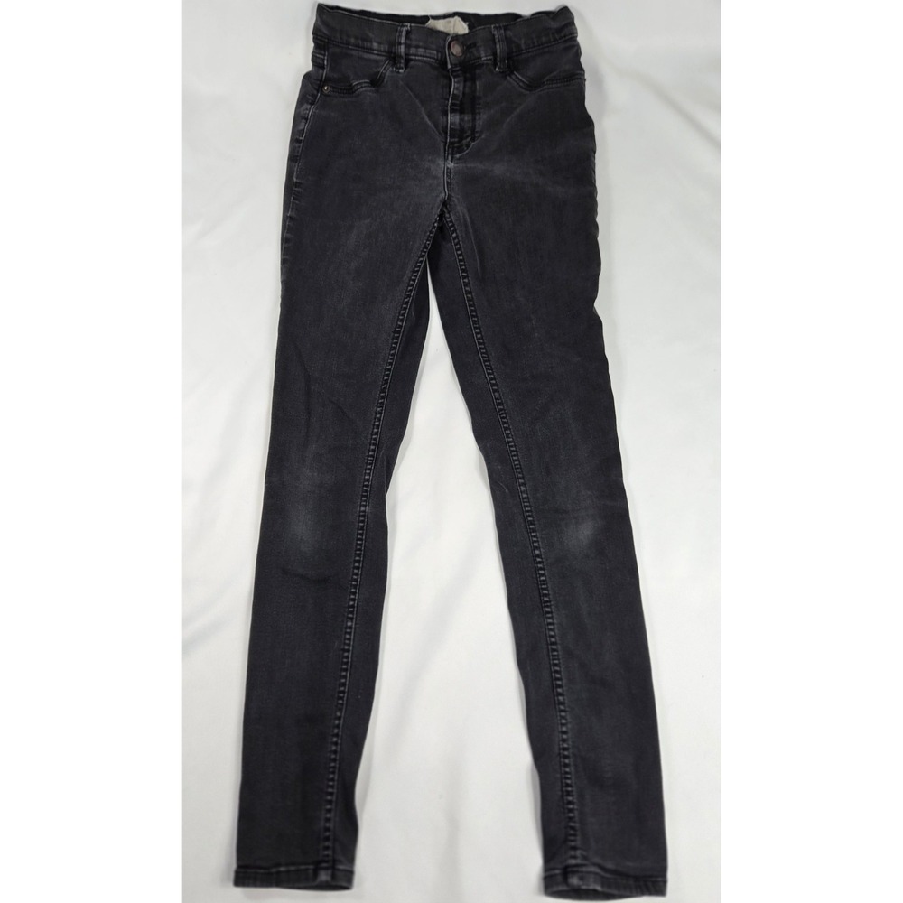 Free People Black Wash‎ Skinny Jeans Distressed Denim Size 26x28